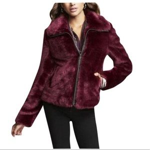 Express burgundy faux fur coat